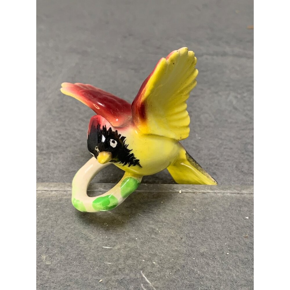 Vintage Yellow Bird Ceramic Napkin Ring Hand-Painted Made In Japan 1950s